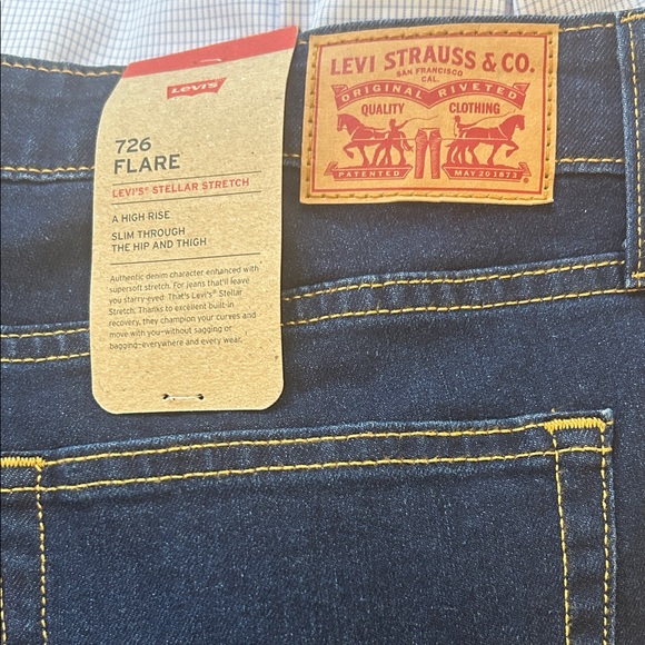 Elegant Dark Blue Women's Flare Jeans - Picture 3 of 3